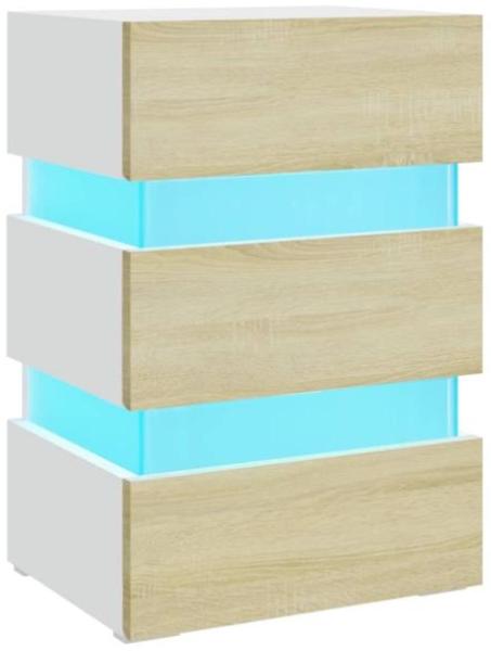 vidaXL LED-Nachttisch Weiß und Sonoma-Eiche 45x35x67 cm Holzwerkstoff 326845