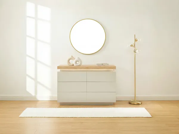 Vente-unique - HALO Kommode Holz, Platte BeigeBeige - B 40 cm x H 80 cm x L 120 cm