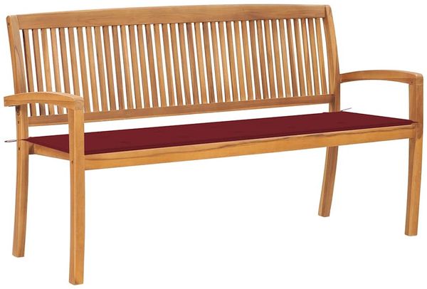 vidaXL Stapelbare Gartenbank mit Auflage 159 cm Massivholz Teak 3063315