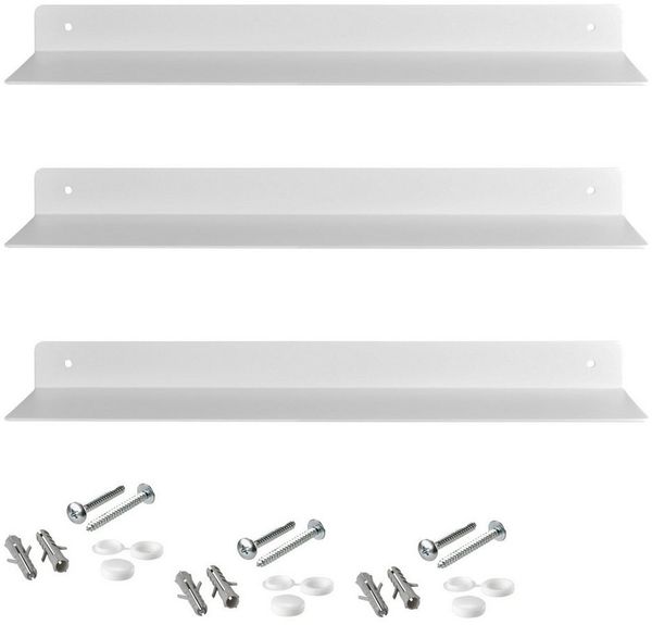 SO-TECH® Deko-Wandregal Design Wandboard Schweberegal HOVER aus Stahl 35 x 13 cm, 3-tlg, 30 mm Höhe, weiß, 3er Set, inkl. Befestigungsset
