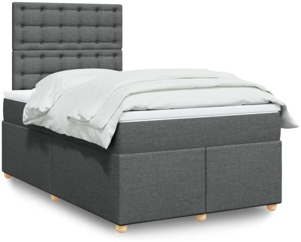 vidaXL Boxspringbett mit Matratze Dunkelgrau 120x200 cm Stoff 3293562