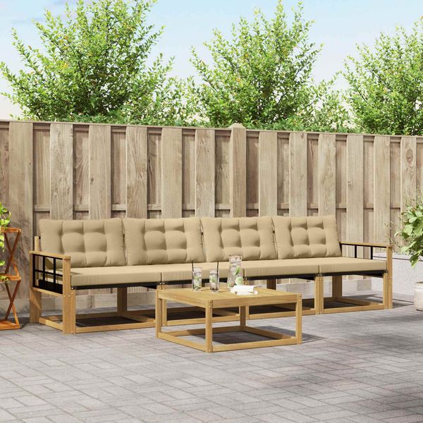 vidaXL Outdoor-Sofagarnitur 5 pcs Weiß und Beige 79 x 79 x 37 cm 3388403