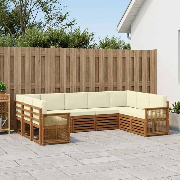 vidaXL Ecksofa Set mit Kissen 7 pcs Natur und Creme 3384836