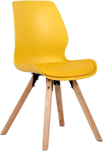 CLP Esszimmerstuhl Luna Modernes Design, Gestell natura, gepolsterter Sitz,gelb Kunststoff