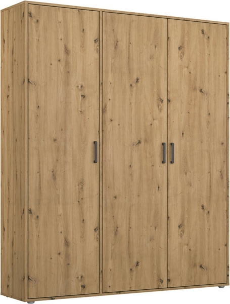 Rauch Möbel Voyager, Kleiderschrank für Schlafzimmer, Kinderzimmer, Jugendzimmer, Flur, 3-türig, mit Zubehör Classic, Farbe Eiche Artisan, Holz, Breite 140cm