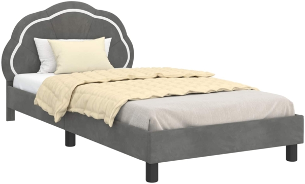 vidaXL Kinderbettgestell mit Kopfteil Dunkelgrau 90x190 cm Samt 42010916
