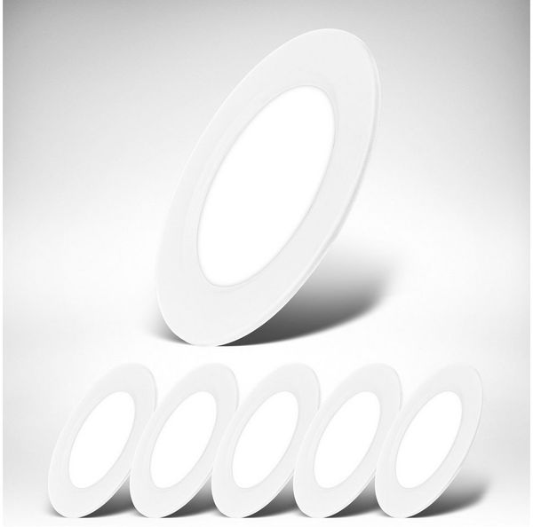 B.K.Licht - 6er Set LED Einbaustrahler 230V flach, neutralweißes Licht, je 3W 330lm, LED Spot, Deckenspots, Spots 230V, Einbauleuchten, Einbauspots, 68mm Lochmass, 90x28 mm (DxH), Weiß