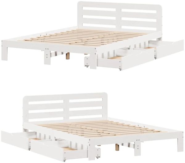 vidaXL Massivholzbett ohne Matratze Weiß 160x200 Kiefernholz 3309852 Bild 9