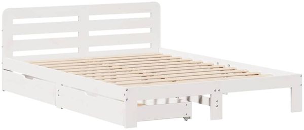vidaXL Massivholzbett ohne Matratze Weiß 160x200 Kiefernholz 3309852 Bild 3