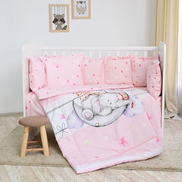 Lorelli Babybettwäsche-Set 5-tlg. Decke 140x95 cm Kissen 43x35 cm Nestchen pink