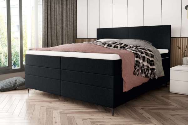 99rooms Maximus Boxspringbett 180x200 cm Strukturstoff NEVE Schwarz