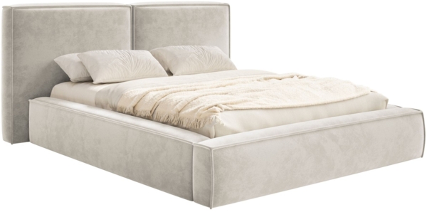 Selsey 'Tilves' Polsterbett 200x200 mit Bettkasten, Lattenrost, Velours, greige