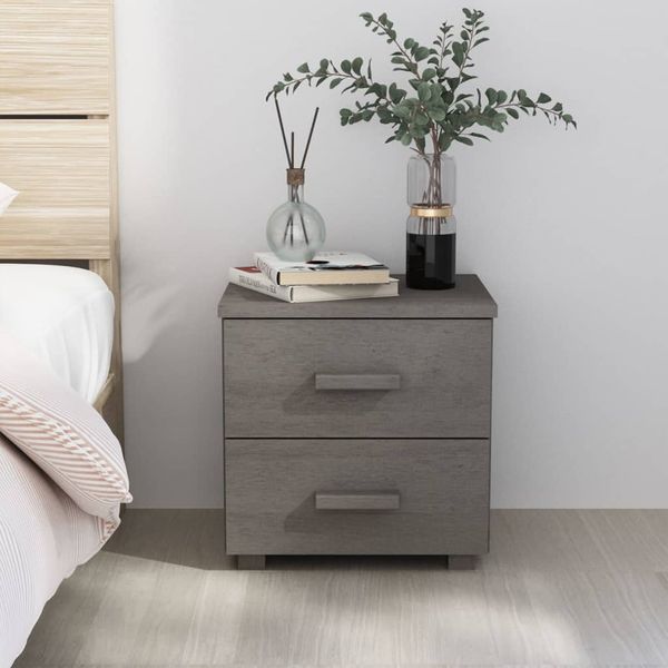 vidaXL Nachttisch HAMAR Hellgrau 40x35x44,5 cm Massivholz Kiefer 340407