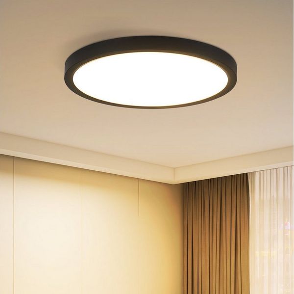 Nettlife LED Panel 8W Flurlampe Rund Deckenleuchte Lampe Schwarz weiss, LED fest integriert, Warmweiß, Schlafzimmer Küche Flur