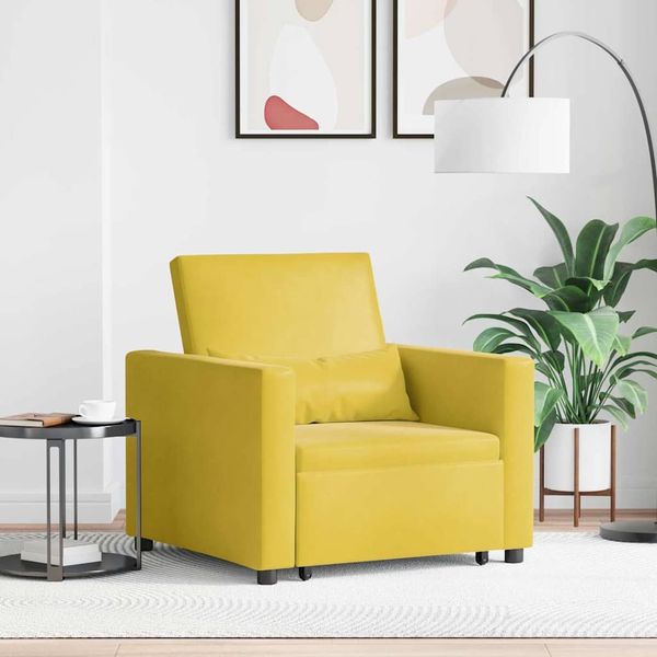 vidaXL Ausziehbare Schlafcouch Einzel mit Rädern Gelb Samt 42002704