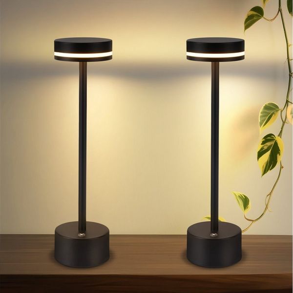 ZMH Tischleuchte 2ER-Set Gold/Schwarz/Weiß USB LED Akku Touchdimmer Nachttischlampe, Touch-Steuerung, LED fest integriert, Warmweiß-Neutralweiß-Kaltweiß, Mehrere Helligkeitsstufen