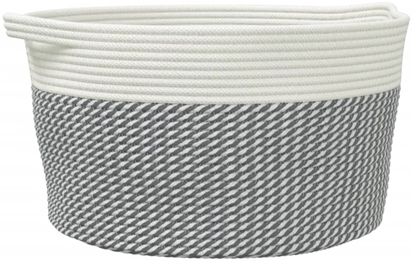 vidaXL Aufbewahrungskorb Grau und Weiß Ø40x25 cm Baumwolle 358462