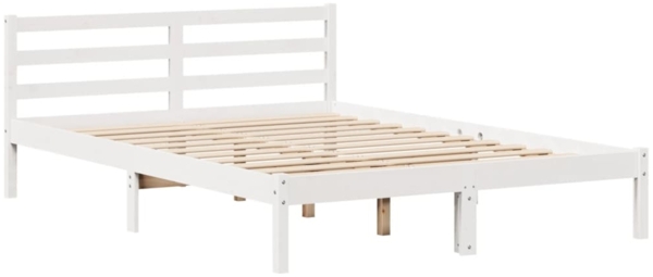 vidaXL Massivholzbett ohne Matratze Weiß 150x200 cm Kiefernholz 3305829 Bild 6