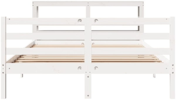 vidaXL Massivholzbett ohne Matratze Weiß 150x200 cm Kiefernholz 3305829 Bild 3