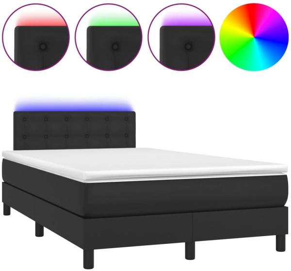 vidaXL Boxspringbett mit Matratze & LED Schwarz 120x190 cm Kunstleder 3270135
