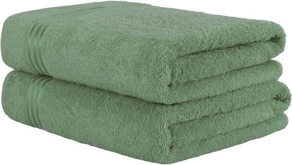 Hammetex 2er Set Extra Große Badetücher – 80x200 cm, 500 GSM, 100% Baumwolle – Weich & Saugfähig – Luxuriöse Große Spa-Handtücher, Salbeigrün