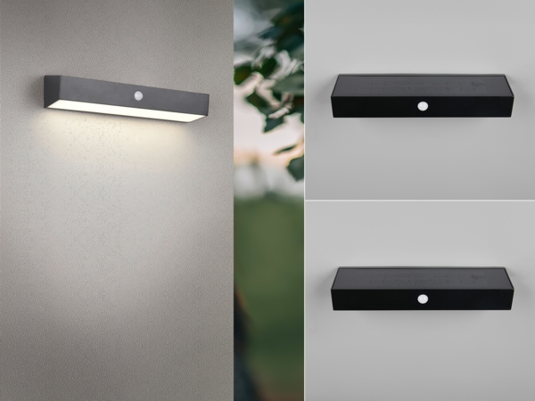2er SET Solar Wandleuchten auch per USB aufladbar mit Bewegungsmelder, B: 30cm