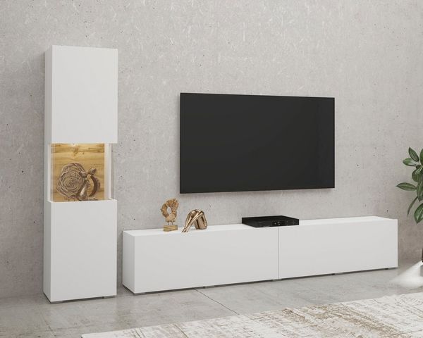 Home affaire Wohnwand Ava, Wohnzimmer-Set hängend/stehend montierbar, Vitrine, Lowboard, 2-tlg.