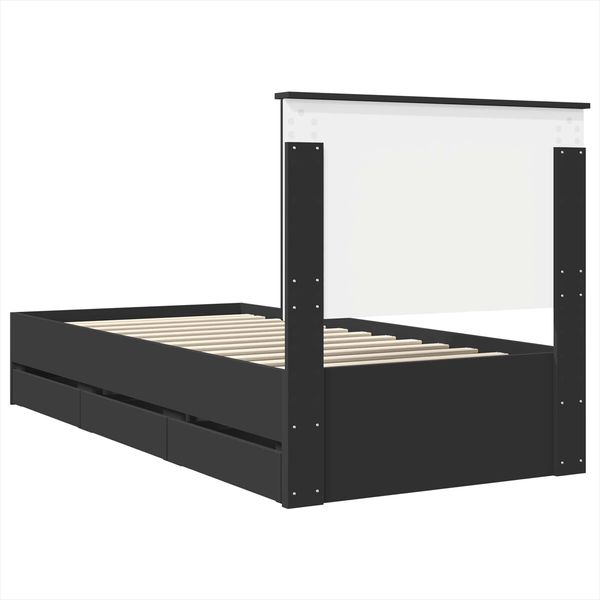 vidaXL Bettrahmen mit Schubladen Schwarz 90 x 200 cm Ingenieurs Holz 3409504 Bild 10