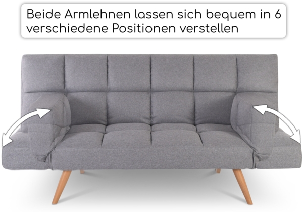 Raburg Schlafsofa 2-Sitzer, klappbare Gästebett-Funktion, Stoff, Yara, bequeme Liegefläche: 180 cm breit x 110 cm tief Bild 4