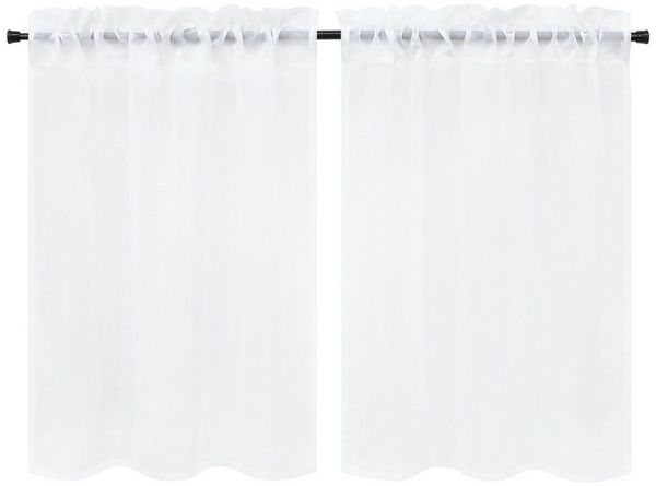 Joyswahl Scheibengardine (2 St), Stangendurchzug, transparent, Voile Kurzstores, Einfarbige, Küche