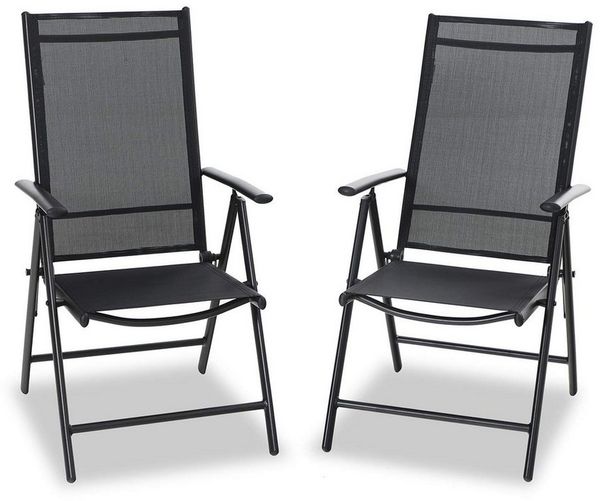 PHI VILLA Gartenstuhl (6X verstellbar mit 7 sitzpositionen Gartenstuhl Klappstühle Gartensessel Wetterresistent), 2er Sets Gartenstühle mit Aluminiumrahmen
