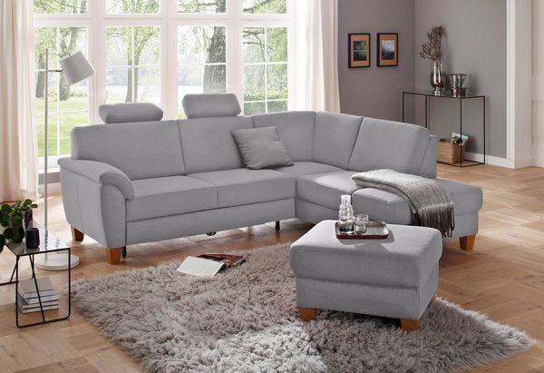 Home affaire Ecksofa Alta L-Form, mit Federkern und Kontrastnaht, Füße Buche eichefarben