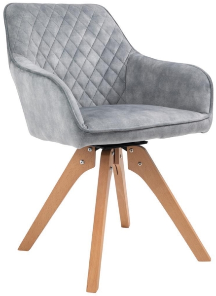 Stuhl Armlehnstuhl Grau Natur Drehbar