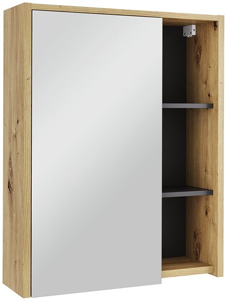 Badspiegelschrank Viola Artisan/Grau 60 x 75 cm mit offenen Regalen Vicco