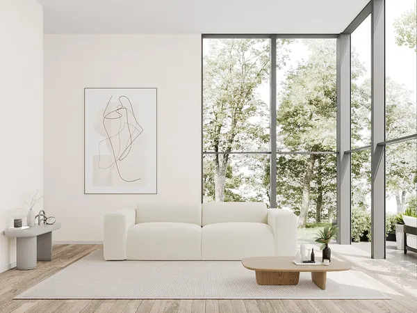 Vente-unique - POGNI Sofa Stoff Weiß - B 97 cm x H 73 cm x L 245 cm