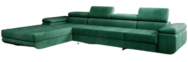 Designer Sofa Calvera Maxi mit Schlaf- und Klappfunktion Samt Grün Links