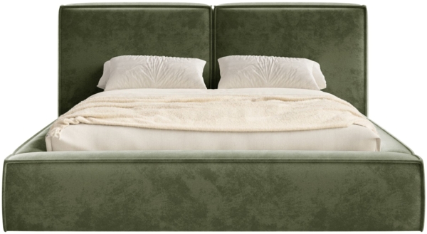 Selsey 'Tilves' Polsterbett 200x200 mit Bettkasten, Lattenrost, Velours, olivgrün Bild 6