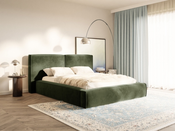 Selsey 'Tilves' Polsterbett 200x200 mit Bettkasten, Lattenrost, Velours, olivgrün Bild 3