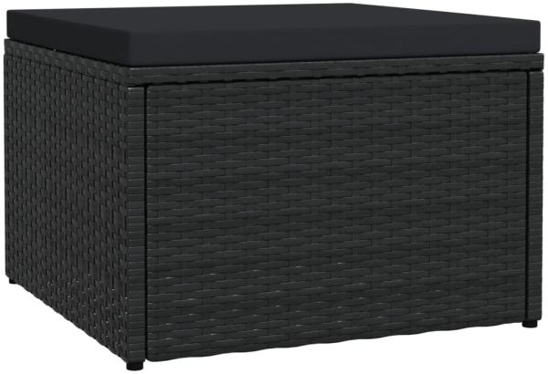 vidaXL Outdoor-Fußhocker mit Kissen Schwarz Polyrattan 310489