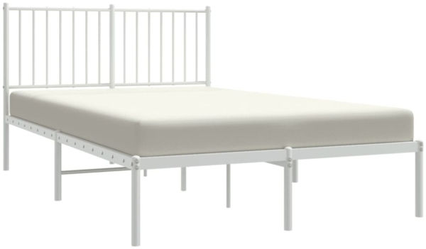 vidaXL Bettgestell mit Kopfteil Metall Weiß 120x190 cm 350928 Bild 8
