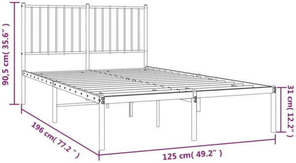 vidaXL Bettgestell mit Kopfteil Metall Weiß 120x190 cm 350928 Bild 7