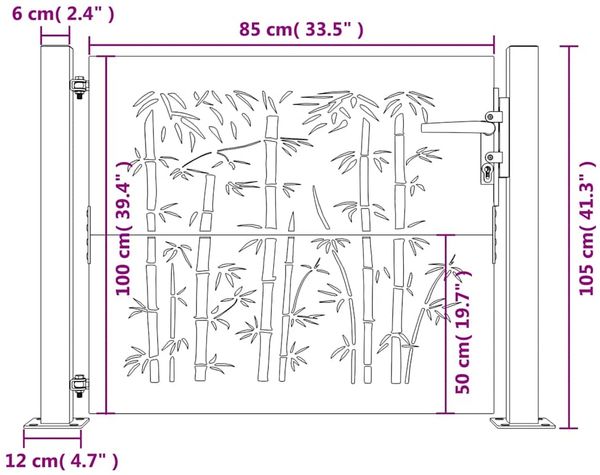 vidaXL Gartentor 100x100 cm Cortenstahl Bambus-Design 153239 Bild 9