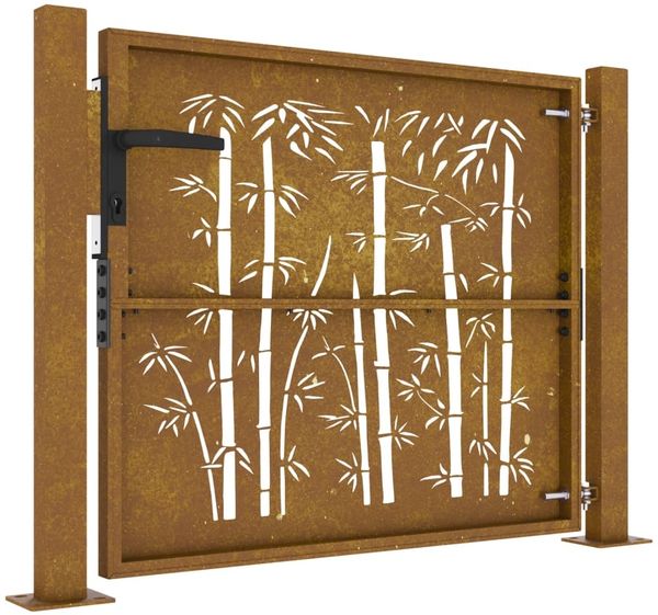 vidaXL Gartentor 100x100 cm Cortenstahl Bambus-Design 153239 Bild 7