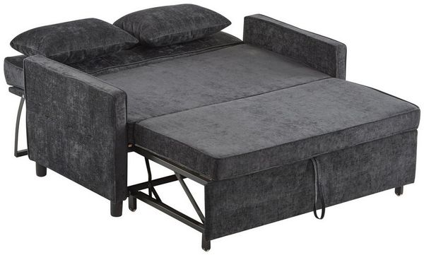Merax Schlafsofa 2-Sitzer Sofabett klappbar, 1 Teile, Polstersofa Sofa, verstellbare Rückenlehne, inkl. Kissen & Holzrahmen
