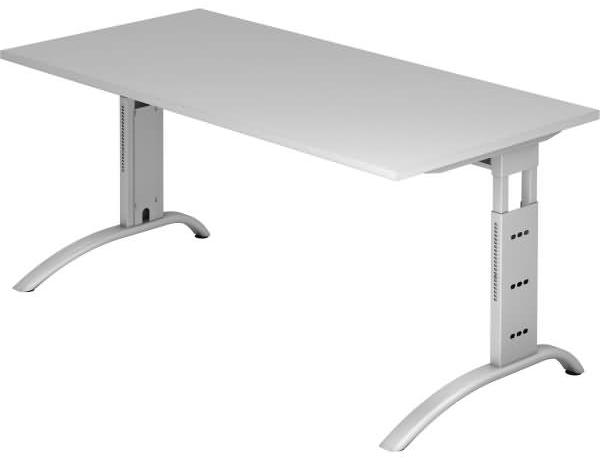 Schreibtisch FS16 C-Fuß 160x80cm Grau Gestellfarbe: Silber