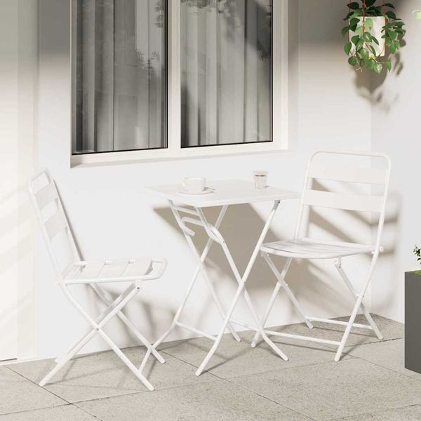vidaXL Garten Bistro Set 3 pcs Weiß Stahl 42010319