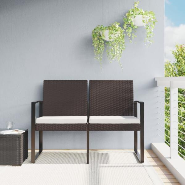 vidaXL Gartenbank 2-Sitzer mit Kissen Braun PP-Rattan 360210