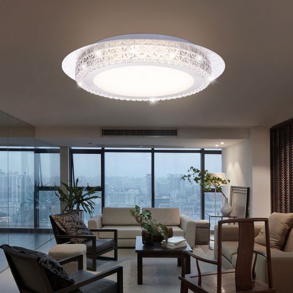 LED Deckenleuchte, Blattsilber, Kristalle, DMxH 35x6,1cm
