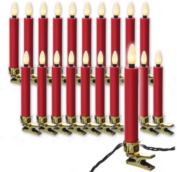 MARELIDA LED-Christbaumkerzen Weihnachtskerzen Lichterkette Weihnachtsbaum 20 Baumkerzen 9,5m Außen, 20-flammig
