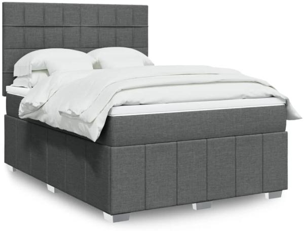 vidaXL Boxspringbett mit Matratze Dunkelgrau 140x190 cm Stoff 3293964